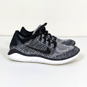 Nike Free Run FlyKnit Black and White Stretch Fabric Running Shoes Women's 9.5